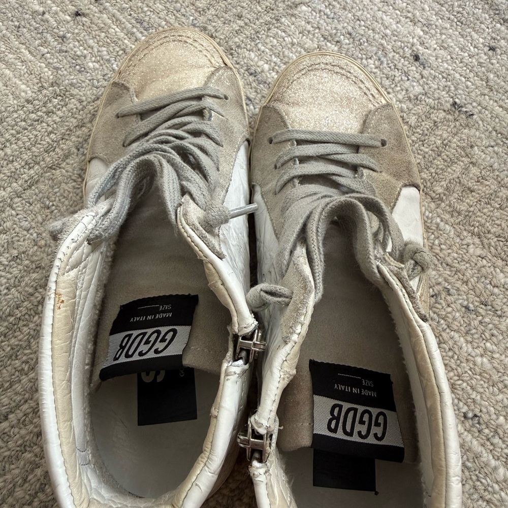 Golden Goose White & Gray High-Top Sneakers - Picture 3 of 6
